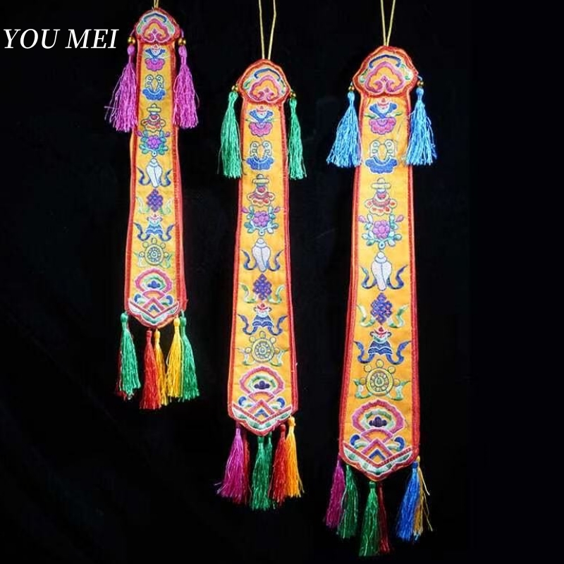 Embroidery Handicraft - Ręcznie Robione Nepalskie Ośmiu Szczęśliwe Flagi,