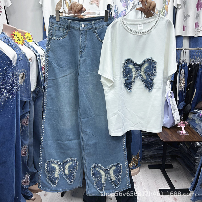 Embroidery Blouse - Nowy, luźny damski komplet dwuczęściowy na