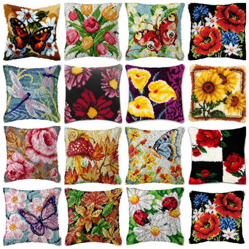 Printed Embroidery Kit - Kwiaty Roślina Zestaw haczyków zatrzaskowych Węzeł