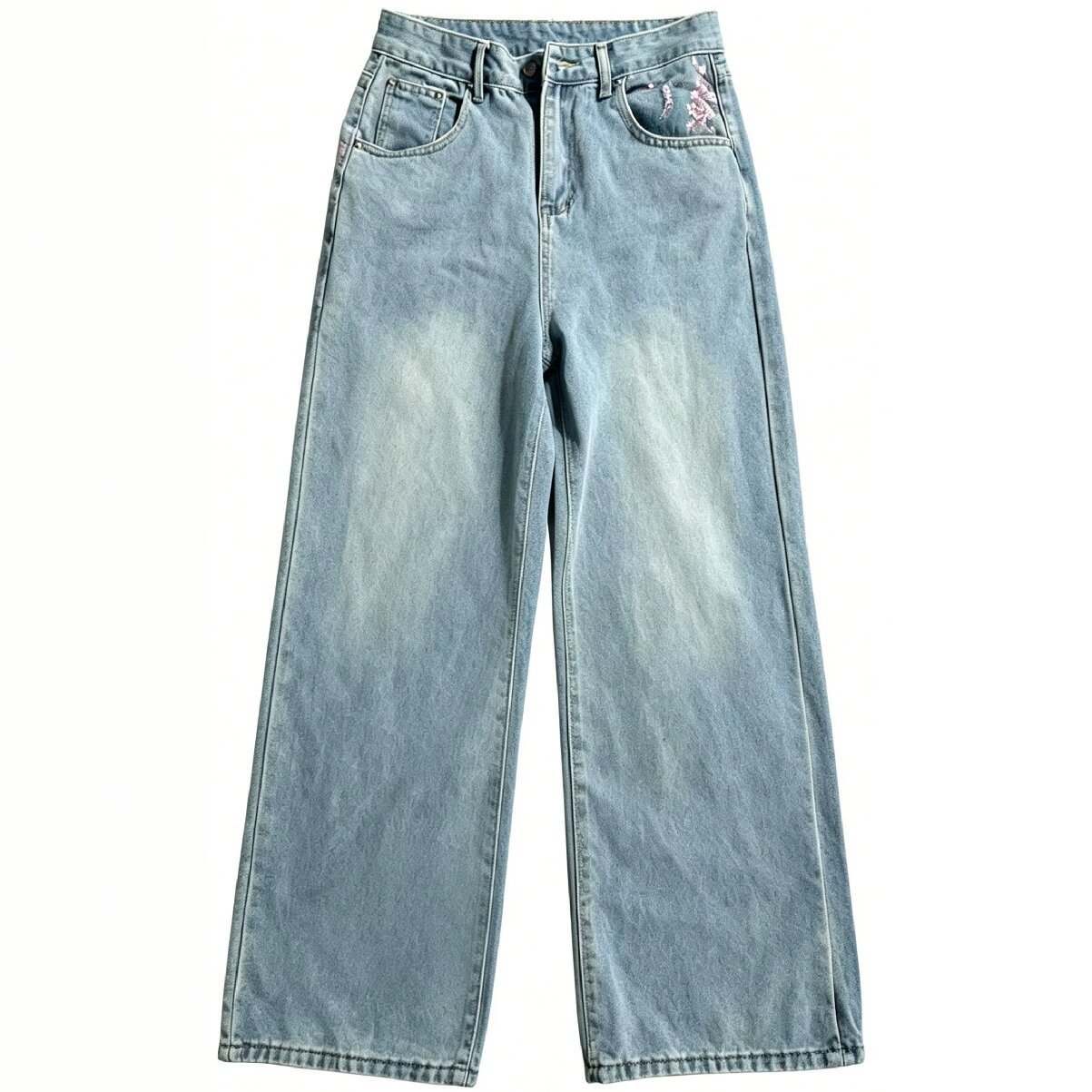 Dżinsy z wysokim stanem, luźne – Embroidery Jeans Sakura recenzja i cena
