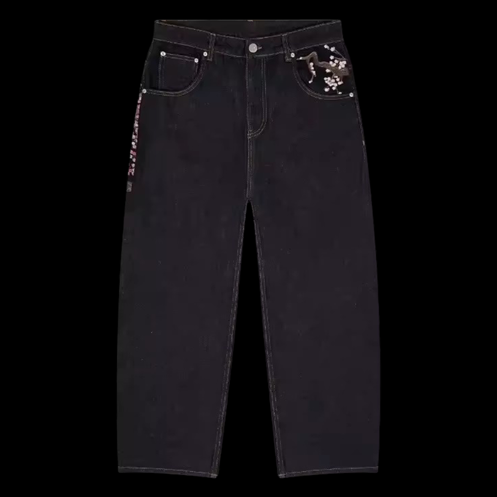 Męskie Damskie Jeansy Y2K Hara – Embroidery Jeans Sakura recenzja i cena