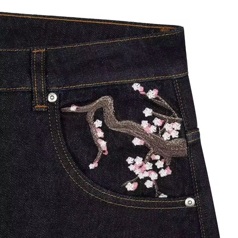 Męskie Damskie Jeansy Y2K Hara – Embroidery Jeans Sakura recenzja i cena