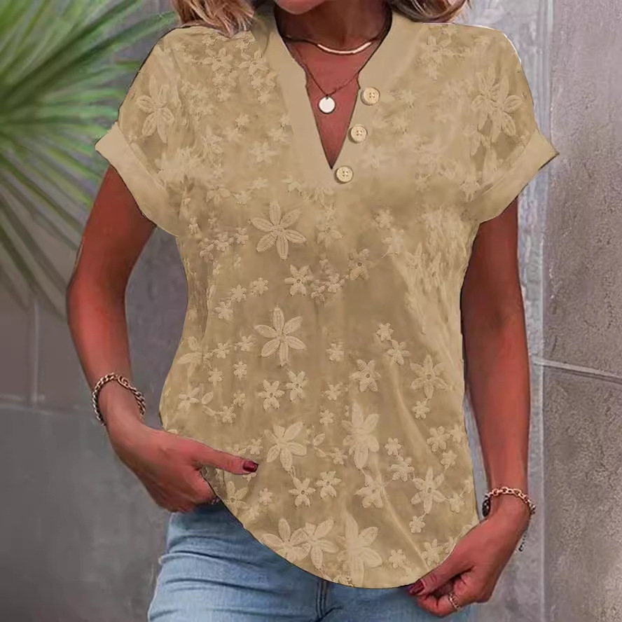 Damska bluzka z kwiatowym haft – Embroidery Jersey recenzja i cena