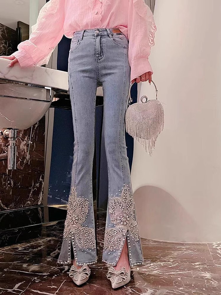 Damskie dżinsy z wysokim stane – Embroidery Jeans Sakura recenzja i cena