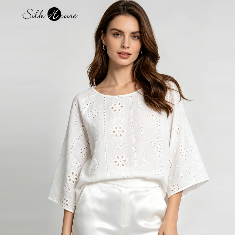 Biała bluzka plus size z ażuro – Embroidery Jersey recenzja i cena